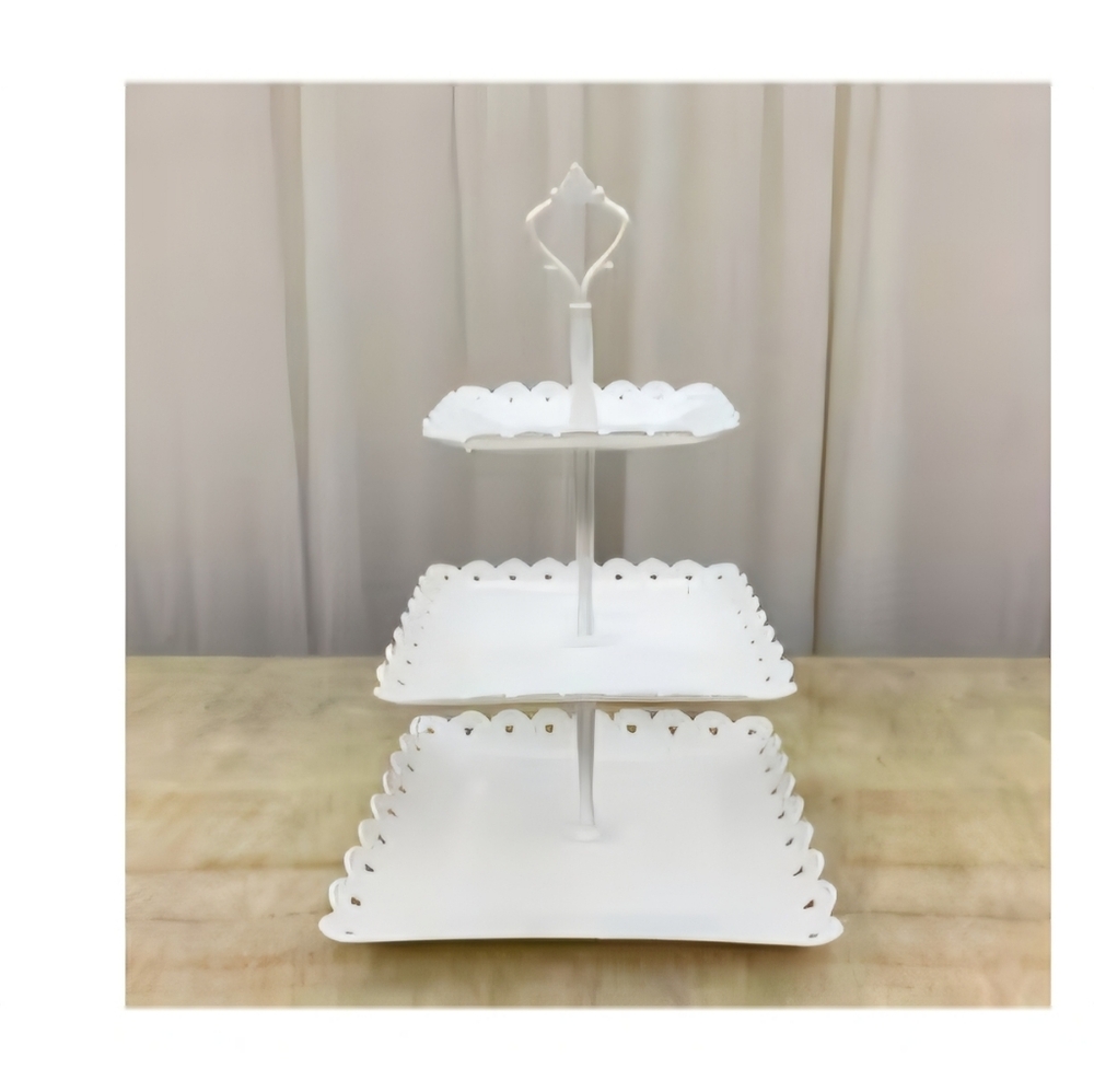 NEW 3 TIER DESSERT TRAY SERVER ~ GREAT FOR WEDDINGS AND PARTIES-COLOR: ALL WHITE - Picture 3 of 3